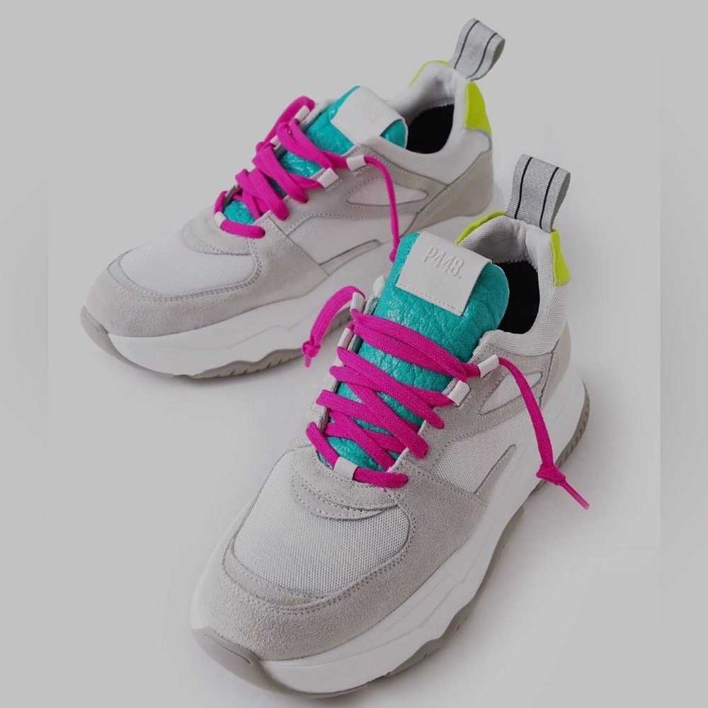 P448 Luke White Dad Sneakers Mesh & Iridescent Leather